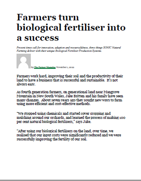 Farmers turn biological fertiliser into a success